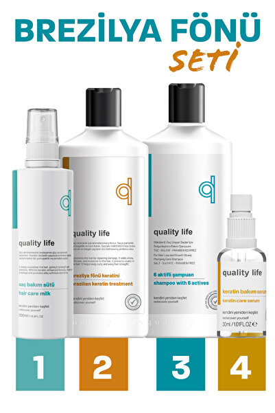 Quality Life Brezilya Fönü Keratin Düzleştirici Saç Bakım Sütü Seti Tuzsuz Şa...