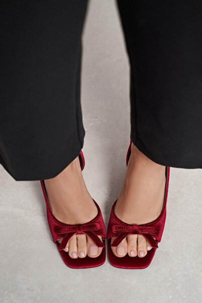 NİŞANTAŞI SHOES Γυναικεία παπούτσια με τακούνι Lilith με βελούδινο φιόγκο σε ...