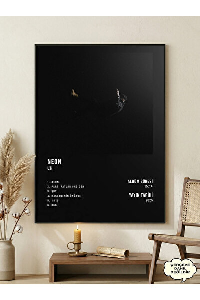 postercraft UZI Neon Album Tasarım Modern Panel Tablo Poster