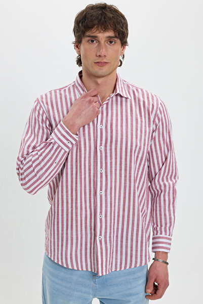 Tudors Ανδρικό πουκάμισο με κανονική εφαρμογή, άνετη γραμμή, 100% Βαμβάκι Ριγ...