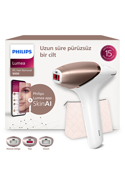 Lumea 9900 Series BRI953/01 IPL Hair Removal, SkinAI Application,Body,Face and Bikini,3 Headgear,Bag