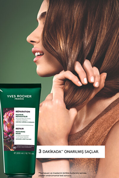 Yves Rocher Onarıcı Bitkisel Keratin Prebiyotik Saç Maskesi - Yıpranmış Saçlar / Reparation -Vegan -200ml