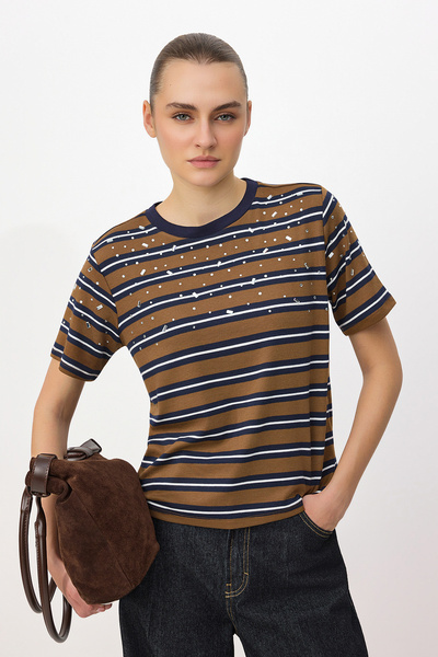 Trendyol Collection Maro cu dungi Matriță normală/regulară cu detaliu cu acce...