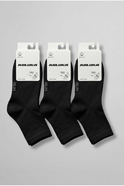 ablukaonline Ανδρικές βαμβακερές κάλτσες 3 τεμαχίων σε μαύρο χρώμα