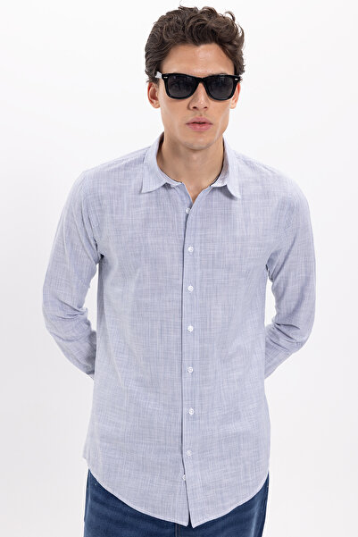 Tudors Ανδρικό πουκάμισο Slim Fit, 100% βαμβακερό, ριγέ, μακρυμάνικο, με εφέ ...