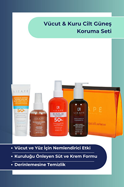 Licape Vücut & Kuru Cilt Güneş Koruma Seti | Simli Güneş Kremi + Vücut Güneş ...
