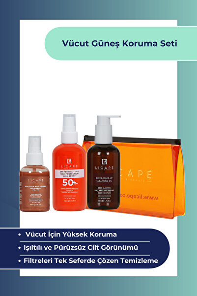 Licape Vücut Güneş Koruma Seti | Vücut Koruyucu Güneş Sütü + Simli Güneş Krem...