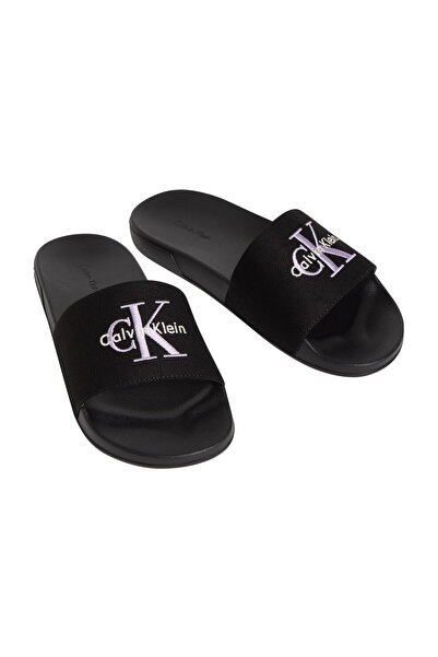 Calvin Klein Γυναικείες μαύρες παντόφλες με λογότυπο μάρκας, κατάλληλες για κ...