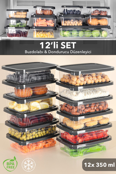 Meleni Home Σετ 12 τεμαχίων Οργανωτής Ψυγείου, Κουτί φαγητού, Κατάλληλο για φ...