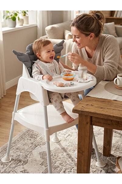 Wellgro Angel Melek Kanatlı Çalışma Masalı Mama Sandalyesi -gri Pedli