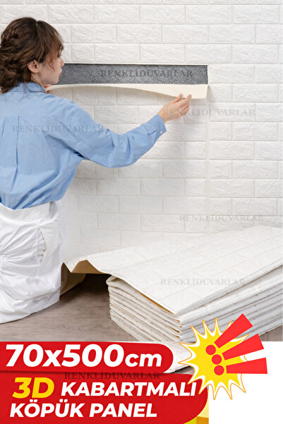 70cmx500cm 3.5 m2 Area Covers One Piece Roll Self Adhesive Flexible Foam Wallpaper Panel 3D