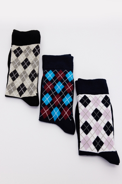 AC&Co / Altınyıldız Classics Ανδρικές κάλτσες 3 τεμαχίων σε μπλε-γκρι βαμβακε...