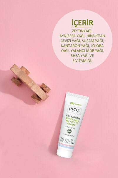 Incia ATOPURE ® %100 Doğal Pişik Önleyici Krem Yenidoğan Nemlendirici Koruyucu Hassas Bakım 60 ml