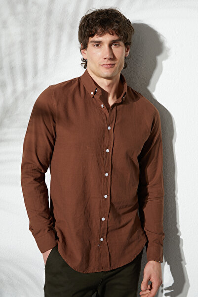 Tudors Ανδρικό πουκάμισο με μακρυμάνικο 100% βαμβακερό λινό με κουμπιά και γιακά