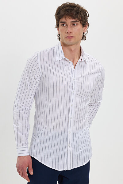 Tudors Ανδρικό πουκάμισο με μακριά μανίκια, στενή εφαρμογή και λεπτή γραμμή, ...