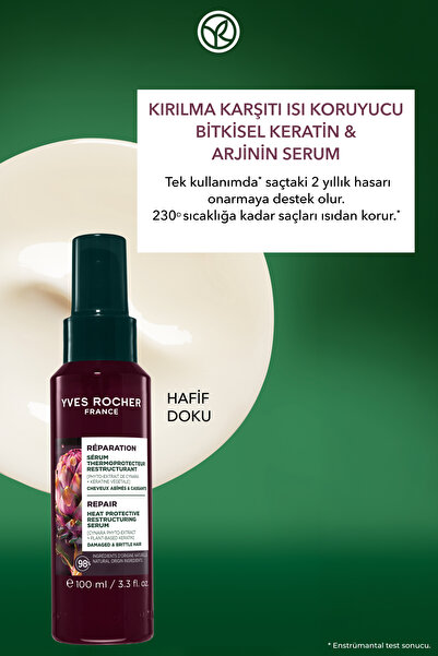 Yves Rocher Kırılma Karşıtı Isı Koruyucu Bitkisel Keratin Arjinin Serum - Yıpranmış Saçlar -Vegan -100ml