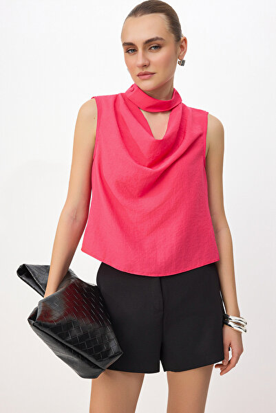 Συλλογή Trendyol Φούξια Υφαντή Μπλούζα με Γιακά TWOSS26BZ00393