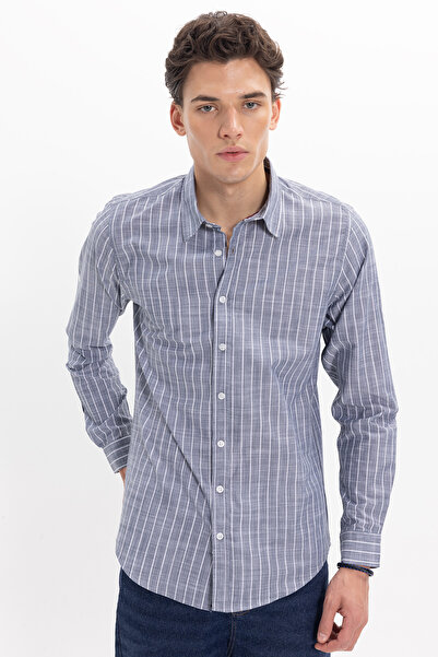 Tudors Ανδρικό πουκάμισο με μακριά μανίκια, στενή εφαρμογή και λεπτή γραμμή, ...