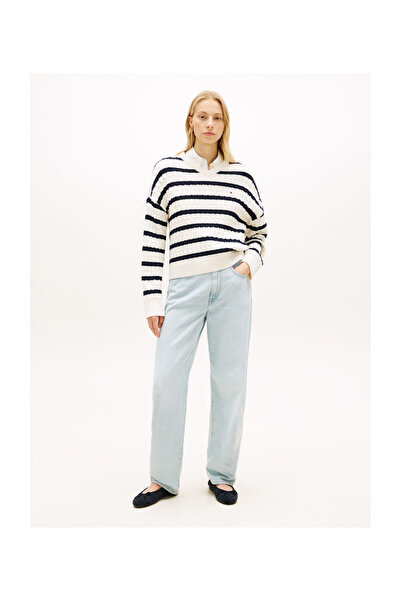 Tommy Hilfiger WW0WW48433 04S L CO CABLE MID GG RLX LS V-NK SWT