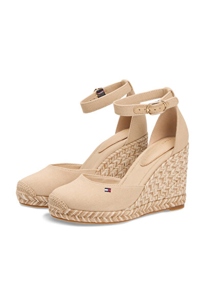 Tommy Hilfiger Γυναικεία ψηλοτάκουνα πέδιλα μπεζ με λεπτομέρεια λογότυπου TH ...