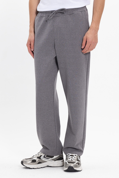 Tudors Erkek Gri Pamuklu Baggy Fit Rahat Kesim Beli Bağcıklı Yan Cepli Örme E...