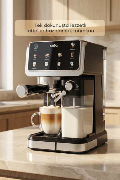 Sinbo SCM-2994 Pro Espresso Kahve Makinesi 20 Bar Basınçlı 6 İçecek Hazırlama Buharlı Süt Köpürtücülü