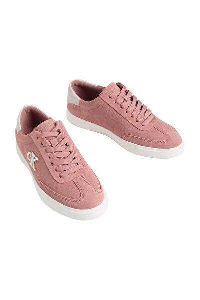 Calvin Klein Γυναικείο δερμάτινο σουέτ άνετο και επίπεδο πάτο ροζ αθλητικό πα...