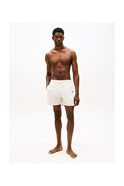 Tommy Hilfiger Ανδρικό Σλιπ Μαγιό με σχέδιο Φύλλων Φοίνικα Εκρού