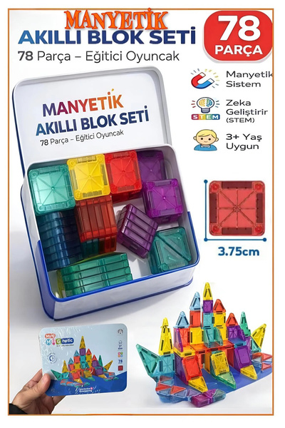 Hyd Manyetik Yapı Blokları Metal Kutulu Mini Boy Mini Ölçüler 3cm-6cm Ebatınd...