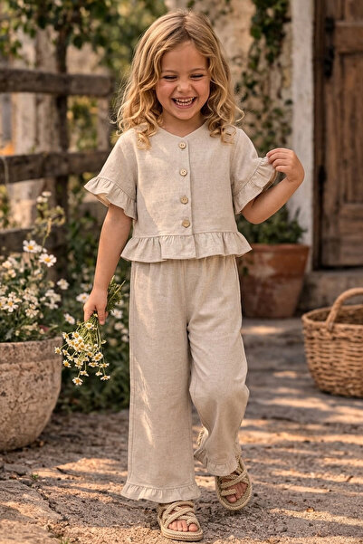 Minipodyum Летен комплект от две части за момиче с копчета