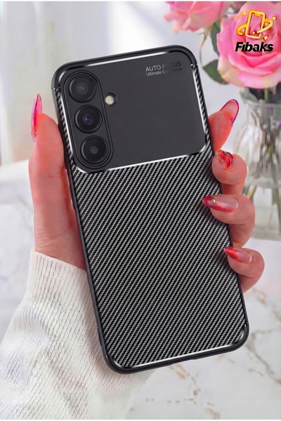 Fibaks Galaxy A55 Kılıf Kamera Çıkıntılı Karbon Fiber Desenli Renk Atmaz Koru...