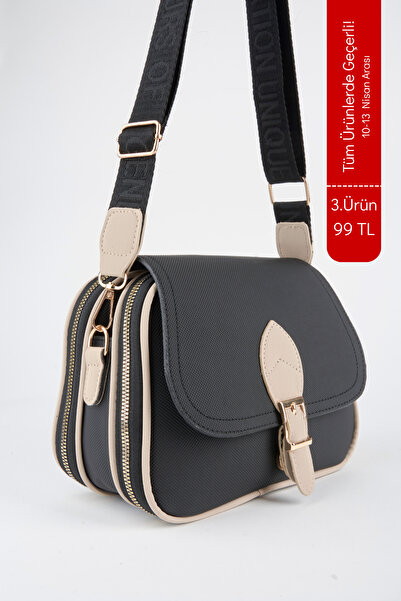 Vivaq Γυναικεία τσάντα τσέπης Clover Black Mink με 4 τσέπες με φερμουάρ και κ...