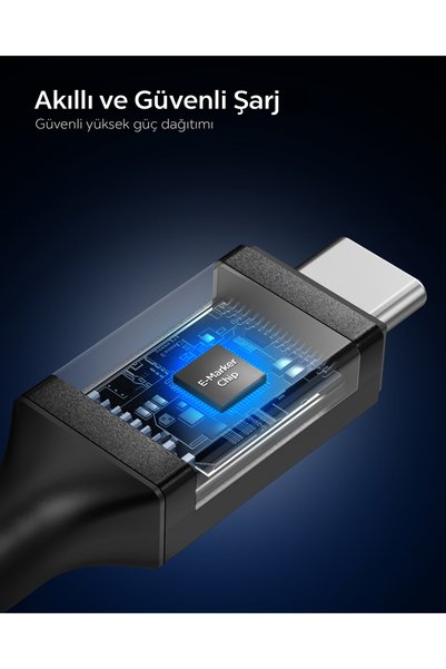Spigen USB-C to USB-C 2 Metre Kablo 100W Güç/PPS 2.0 Super Hızlı Şarj/5 Gbps Type-C Black - ACA09460