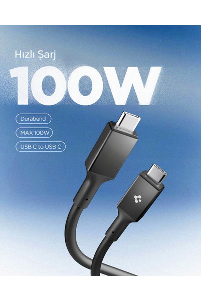 Spigen USB-C to USB-C 2 Metre Kablo 100W Güç/PPS 2.0 Super Hızlı Şarj/5 Gbps Type-C Black - ACA09460