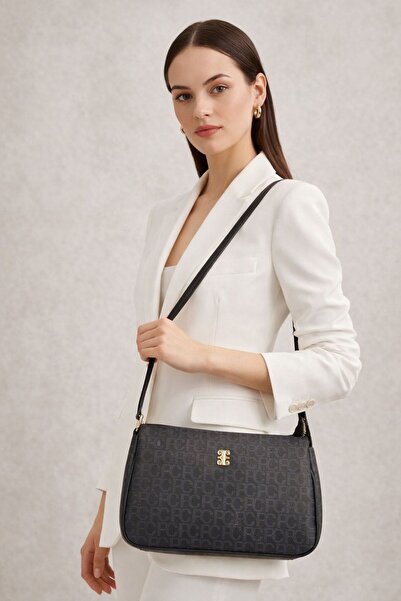 Pierre Cardin Μαύρη γυναικεία τσάντα ώμου 05PO24Y1760