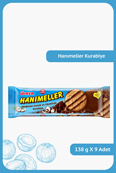 Ülker HANIMELLER Hindistan Cevizli ve Çikolatalı Kurabiye - 138 gram - 9 Adet