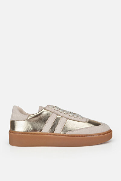 Yaya by Hotiç Γυναικεία αθλητικά παπούτσια σε μπεζ χρυσό μεταλλικό χρώμα με κ...