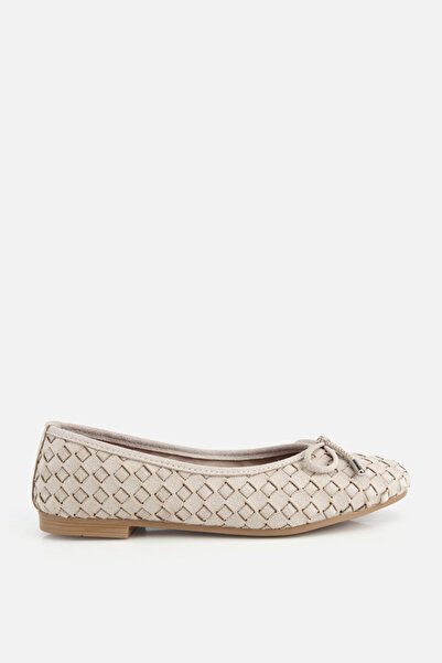 Yaya by Hotiç Γυναικείο Μπεζ Πλεκτό Φιόγκο Σουέτ Μπαλαρίνα