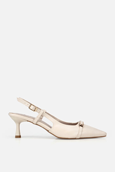 Yaya by Hotiç Γυναικεία παπούτσια με κοκάλινη μυτερή μύτη, χρυσή αγκράφα, ανο...