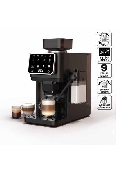 Arzum Ok0042 Okka Barista Pro Automatic Espresso Machine 1400W, Duo Heat Tech...