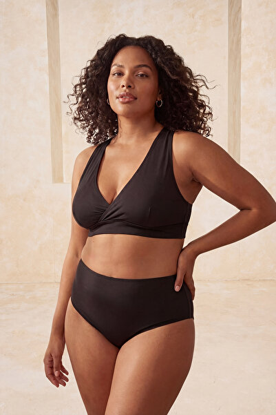 Trendyol Curve Μαύρο ψηλόμεσο μπικίνι σε μεγάλο μέγεθος TBBSS26CR00007