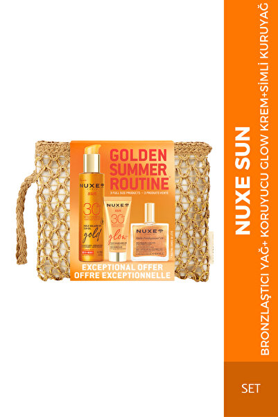 Nuxe Sun 2026 Altın Yaz Rutin Seti (Bronzlaştırıcı + Glow Krem + Işıltılı Kur...