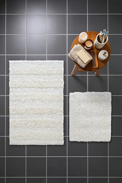 Cotto Home Σετ 2 τεμαχίων βαμβακερά χαλάκια μπάνιου Macaroni, με απαλή υφή, κ...