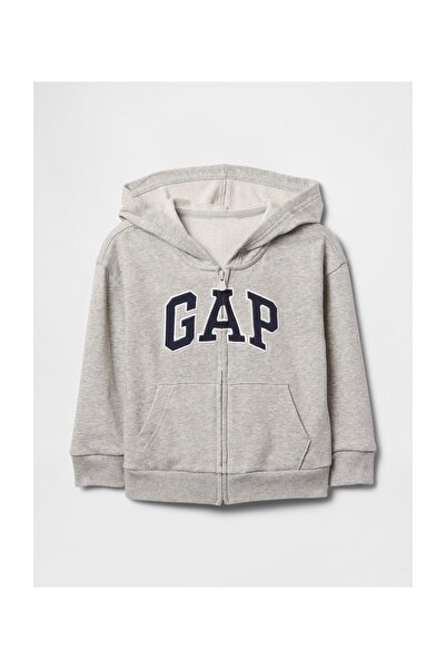 GAP Παιδικό γκρι φούτερ με φερμουάρ Relaxed Fit