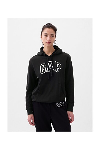 GAP Γυναικείο φούτερ από ύφασμα μαύρο λογότυπο