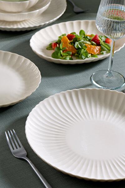 Kütahya Porselen Bone Luz Form 27 Parça 6 Kişilik Yemek Takımı Beyaz