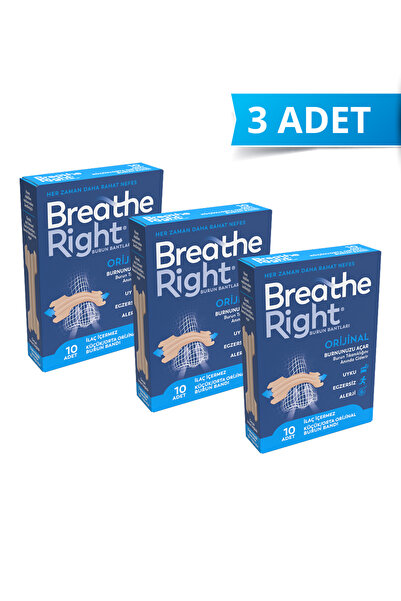 Breathe Right Burun Bandı Orijinal (Klasik) Küçük/Orta Boy 10’lu (Horlama ve ...