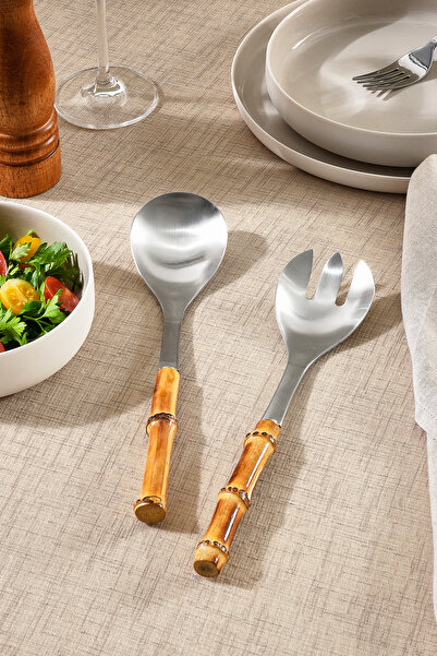 Karaca Bamboo Garden 2 Piece Salad Serving Set