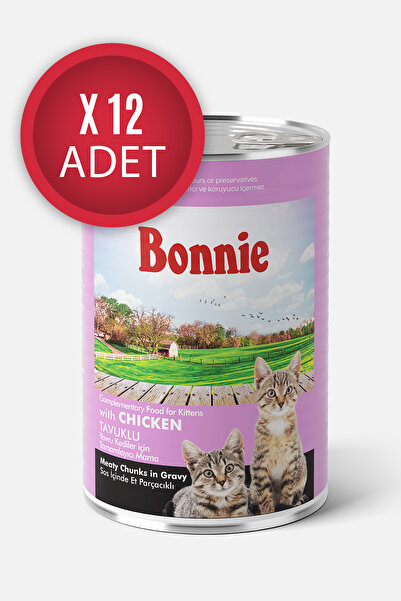Bonnie Tavuklu Sos İçinde Et Parçacıklı Yavru Kedi Konservesi 400g x 12 Adet