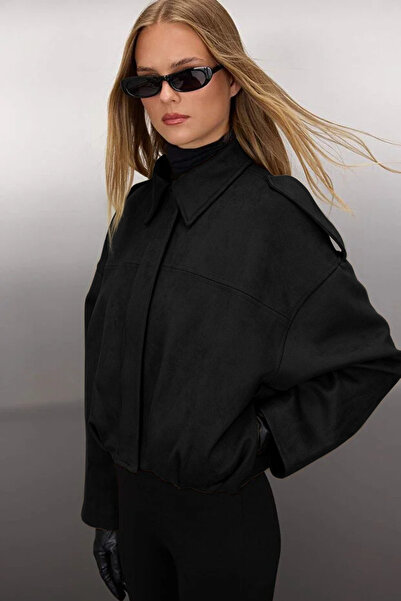 Συλλογή Trendyol Μαύρο Υπερμεγέθες Παλτό TWOAW26MO00125